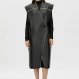 Camilla and Marc Oswald Reverse Shearling Long Vest in Black