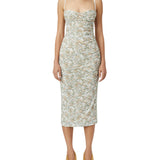 Camilla and Marc Majorelle Floral Print Midi Dress in Green Floral Print
