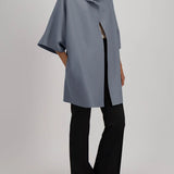 Harris Wharf Kimono Mantle Pressed Wool Jacket in Mineral Grey