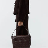 St Agni Woven Envelope Mini Tote in Chocolate