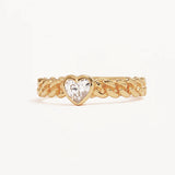By Charlotte Radiant Heart Engravable Ring in 18K Gold Vermeil