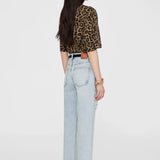 Anine Bing Avi Tee in Black and Brown Leopard