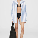 Anine Bing Plaza Shirt in White and Blue Stripe