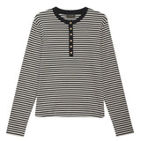 Anine Bing Alessia Long Sleeve Tee in Cream and Black Stripe