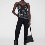 Anine Bing Amelie Camisole in Black and White Double Dot Jacquard