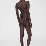 Anine Bing Bellamy Bikini Bottom in Black and Brown Leopard