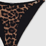 Anine Bing Bellamy Bikini Bottom in Black and Brown Leopard