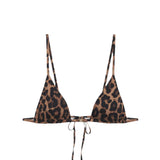 Anine Bing Bellamy Bikini Top in Black and Brown Leopard