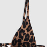 Anine Bing Bellamy Bikini Top in Black and Brown Leopard