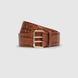 Anine Bing Mila Belt in Embossed Brown