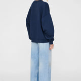 Anine Bing Miles Oversized Sweatshirt Letterman in Washed Navy
