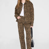 Anine Bing Paxton Shirt in Black and Brown Leopard