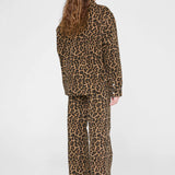 Anine Bing Paxton Shirt in Black and Brown Leopard