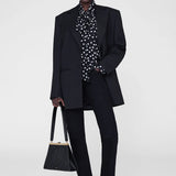 Anine Bing Ruby Shirt in Black and White Double Dot Jacquard