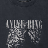 Anine Bing Spencer Sweatshirt Leopard in Washed Black