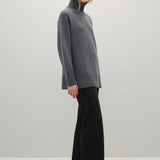 A Emery Gibson Funnel Knit in Mid Grey Melange