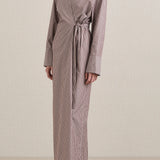 A Emery Huxem Dress in Mocha Stripe