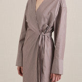 A Emery Huxem Dress in Mocha Stripe