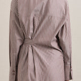 A Emery Huxem Dress in Mocha Stripe