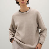 A Emery Reid Crew Knit in Almond Melange