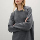 A Emery Reid Crew Knit in Mid Grey Melange