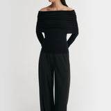 Almada Cara Off Shoulder Top in Black