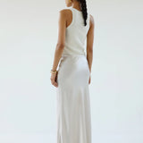 Almada Eni Satin Skirt in Pearl