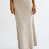 Almada Umi Brushed Cashmere Skirt in Taupe