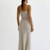 Almada Umi Brushed Cashmere Skirt in Taupe