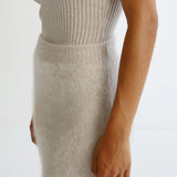 Almada Umi Brushed Cashmere Skirt in Taupe