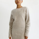 Almada Zoe Crewneck Brushed Cashmere Sweater in Taupe