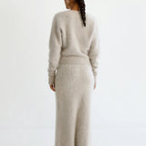 Almada Zoe Crewneck Brushed Cashmere Sweater in Taupe