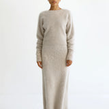 Almada Zoe Crewneck Brushed Cashmere Sweater in Taupe