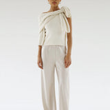 Almada Bias Satin Pant in Pearl