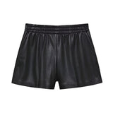Anine Bing Kam Short in Black Vegan Leather