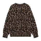 Anine Bing Sydney Crew Sweater in Black and Brown Leopard