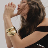 Anna Rossi Thick Warped Bangle in Gold