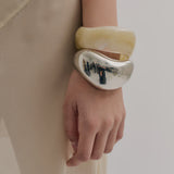 Anna Rossi Thick Warped Bangle in Gunmetal