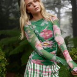 Aston Studio Ezili Mesh Top in Forest Fleur