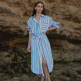 Aston Studio Billy Shirt Dress in Ocean Depths and Seashell Stripe