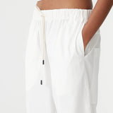 Bassike Crushed Cotton Pull on Pant in Natural