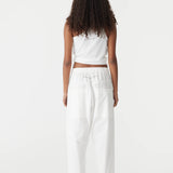 Bassike Crushed Cotton Pull on Pant in Natural