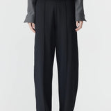 Bassike Elastic Detail Twill Pant In Black