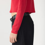 Bassike Knitted Baby Long Sleeve T-Shirt in Red