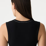 Bassike Low Scooped Rib Tank in Black