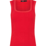 Bassike Low Scooped Rib Neck Tank in Hibiscus