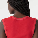 Bassike Low Scooped Rib Neck Tank in Hibiscus