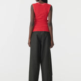 Bassike Low Scooped Rib Neck Tank in Hibiscus