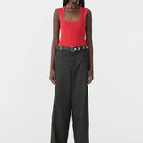 Bassike Low Scooped Rib Neck Tank in Hibiscus