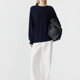 Bassike Oversized Crew Neck Knit In Ink